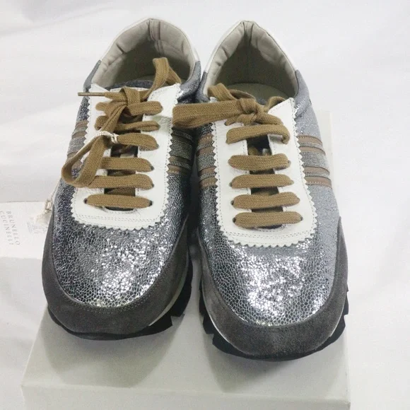 BRUNELLO CUCINELLI Precious Band Leather Sneakers Sz 10.5 Wmn - Picture 6 of 8